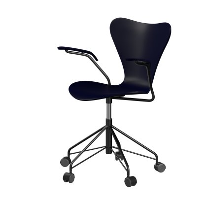 Serie 7 Drehstuhl 3117 / 3217 New Colours, Mit Armlehnen, Lack, Midnight blue, Black