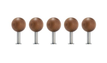 Dots Wandhaken 5er Set, Amerikanischer Nussbaum geölt