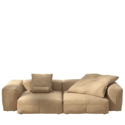 Vetsak Sofa Set 2, L, Leather - Beige, Mit Kissen