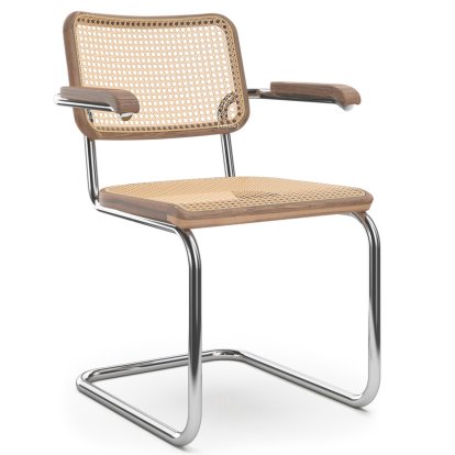 S 64 V Pure Materials Freischwinger, Nussbaum / natur, Verchromt, Ohne Gleiter