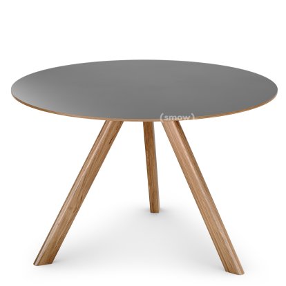 Copenhague Round Tisch CPH20, Ø 120 x H 74, Eiche lackiert, Linoleum grau