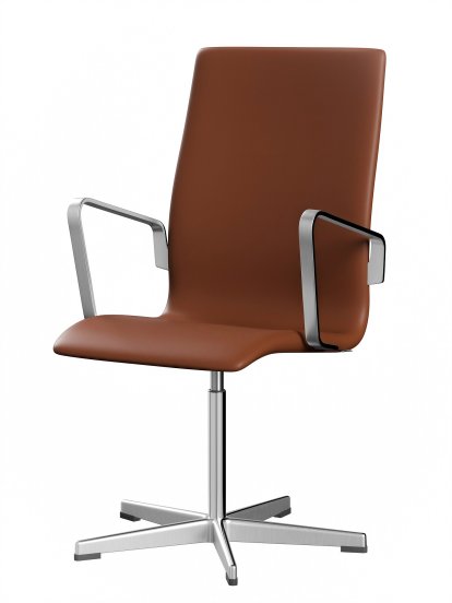 Oxford Bürodrehstuhl, Mit Armlehnen, Mittelhoher Rücken, Standfuß, Softleder, Cognac