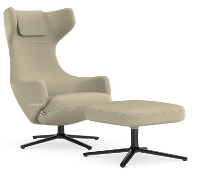 Grand Repos Loungesessel, Sessel Grand Repos & Ottoman, Stoff Dumet beige melange, 40 cm, Basic dark