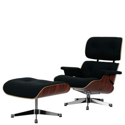 Eames Lounge Chair & Ottoman Calma, Santos Palisander, Calma, pine green, 89 cm, Aluminium poliert