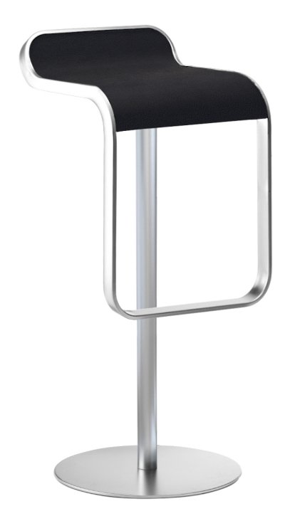 LEM Barhocker, 80 cm - fix, Leder schwarz / matt verchromt