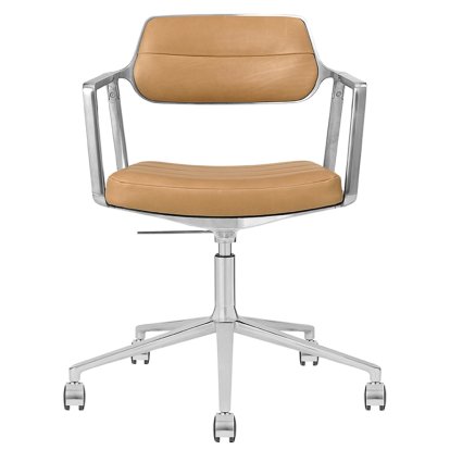 Swivel 453+ Drehstuhl, Poliert, Rollfuß, Leder camel
