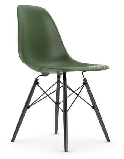 Eames Plastic Side Chair DSW, Forest, Ohne Polsterung, Ohne Polsterung, Standardhöhe - 43 cm, Ahorn schwarz