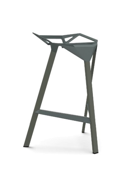 Stool_One Hocker, 670 mm Küchenhöhe, Grau-grün glänzend (5256)