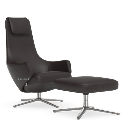 Repos Loungesessel, Sessel Repos & Ottoman, Leder Premium F chocolate, 45 cm, Poliert
