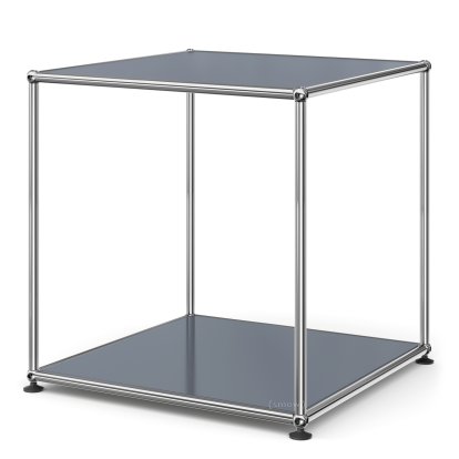 USM Haller Hoher Beistelltisch 50, Oben und unten Metall, Mittelgrau RAL 7005