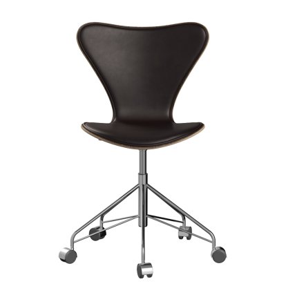 Serie 7 Drehstuhl 3117/3217 Frontpolsterung, Ohne Armlehnen, Holz klar lackiert, Walnuss klar lackiert, Dark brown, Chrome