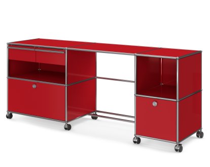 USM Haller Schreibtisch Typ 3, USM rubinrot, Weich für harte Böden