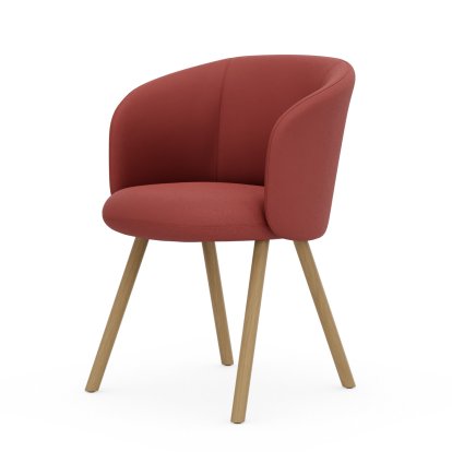 Mikado Armlehnstuhl, Eiche natur, Plano, Poppy red / champagner, Gleiter für Teppichboden
