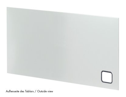 USM Haller Tablar mit Kabeldurchlass, 75 x 35 cm, Lichtgrau RAL 7035, Unten links