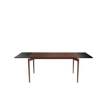 PUREdinner Tisch, 140 x 85 cm, Walnuss geölt, Mit 2 Erweiterungsplatten MDF schwarz (L 140-240 cm)