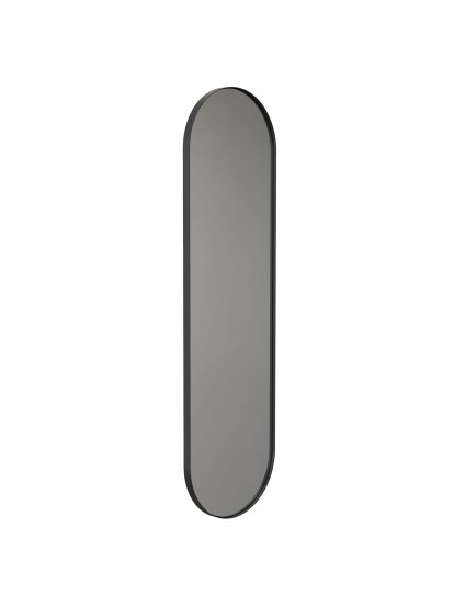 Unu Spiegel oval, H 140 x B 40 cm, Schwarz matt
