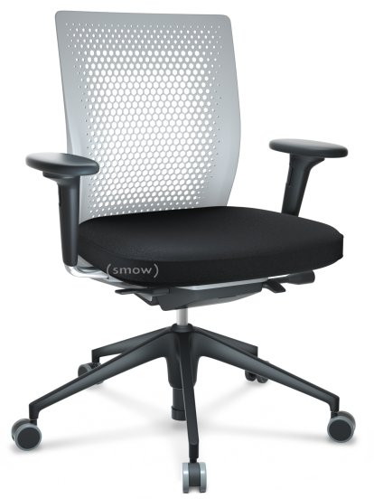 ID Air, Soft grey, Stoff Plano-66 nero, Basic dark, 5-Stern Untergestell, Kunststoff basic dark, Mit 2D Armlehnen, Weich für harte Böden