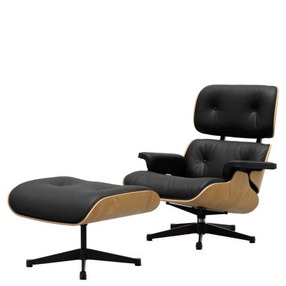 Eames Lounge Chair & Ottoman - Natural Edition, Kastanie, natur, Leder Natural F, nero, Poliert, Seiten schwarz