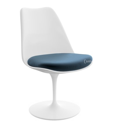 Saarinen Tulip Stuhl, drehbar, Sitzkissen, weiß, Night Blue (Eva 170)