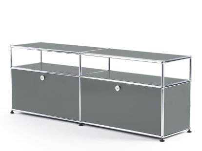 USM Haller TV-Board mit Aufbau, Mittelgrau RAL 7005