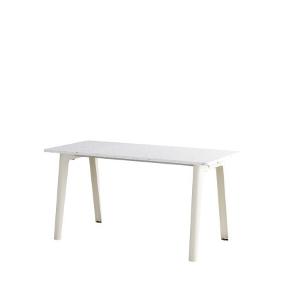 New Modern Esstisch rechteckig, Metall/recycelter Kunststoff, 150 x 70 cm, Cremeweiß
