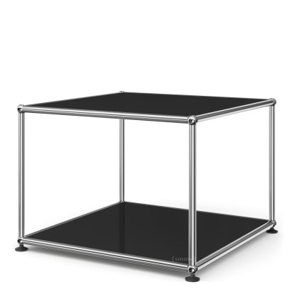 USM Haller Beistelltisch 50, Oben und unten Metall, Graphitschwarz RAL 9011