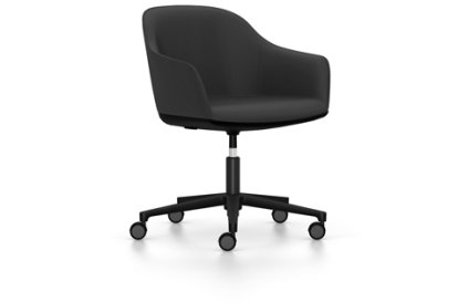Softshell Armchair auf Fünfsternfuß, Aluminium pulverbeschichtet basic dark, Plano, Dunkelgrau, Hart für Teppichboden