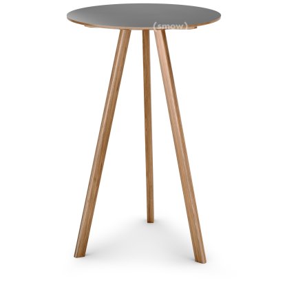 Copenhague Round Tisch CPH20, Ø 70 x H 105, Eiche lackiert, Linoleum grau