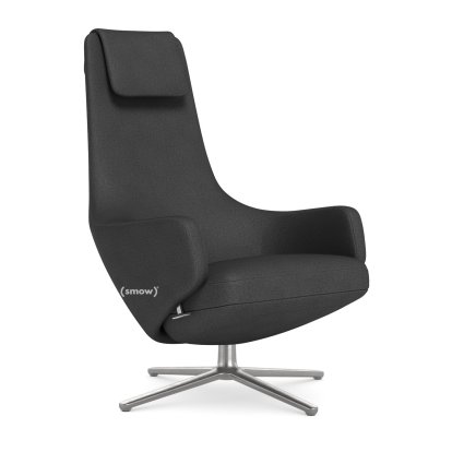 Repos Loungesessel, Sessel Repos, Stoff Dumet carbon/schwarz, 45 cm, Poliert