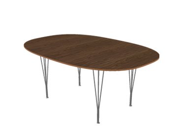 Superellipse Tisch, 180 x 120 cm, Walnuss mit Furnierkante