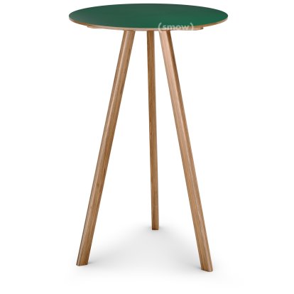 Copenhague Round Tisch CPH20, Ø 70 x H 105, Eiche lackiert, Linoleum grün