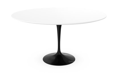 Saarinen Esstisch rund, 137 cm, schwarz, Laminat weiß