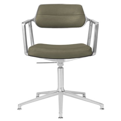 Swivel 453+ Drehstuhl, Poliert, Standfuß, Leder Bosco grün