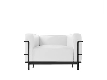3 Fauteuil Grand Confort, grand modèle, Schwarz matt lackiert, Leder Scozia, Weiß