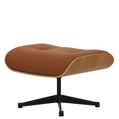 Eames Lounge Chair Ottoman, Kirsche natur, Leder Premium F cognac, Aluminium poliert, Seiten schwarz