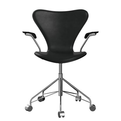 Serie 7 Drehstuhl 3117/3217 Frontpolsterung, Mit Armlehnen, Gefärbte Esche, Black, Black, Chrome