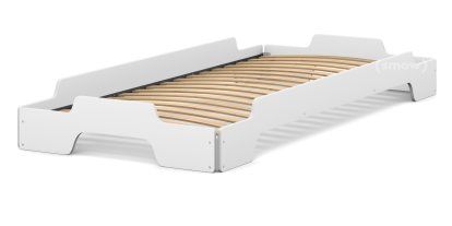 Rolf Heide Stapelliege, 90 x 200, Reinweiß lackiert, Rollbar