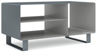 HiFi Lowboard R 104, Basaltgrau (RAL 7012) - Weißaluminium (RAL 9006), Kufen lackiert in Außenfarbe