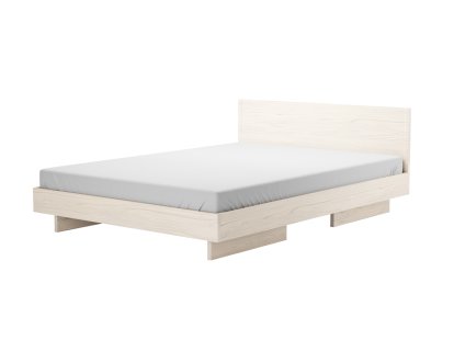 Zians Bett, 160 x 200 cm (Medium), Mit Kopfteil, Esche gewachst mit Weißpigment
