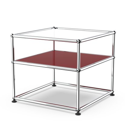 USM Haller Beistelltisch Typ 2, Glas, USM rubinrot