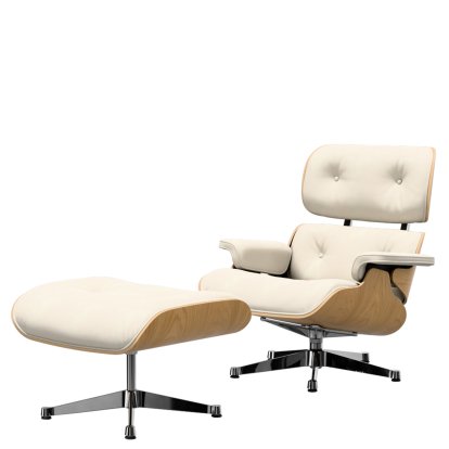 Eames Lounge Chair & Ottoman White, 84 cm - Originalhöhe 1956
