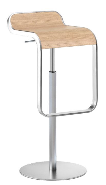 LEM Barhocker, 66-79 cm, Eiche gebleicht / matt verchromt