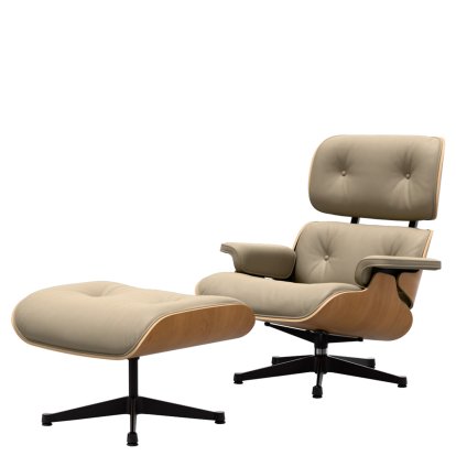 Eames Lounge Chair & Ottoman - Natural Edition, Kirsche, natur, Leder Natural F, dark sand, Poliert, Seiten schwarz