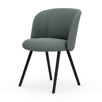 Mikado Stuhl, Aluminium pulverbeschichtet basic dark, Dumet, Salbei / stahlblau, Filzgleiter für harte Böden