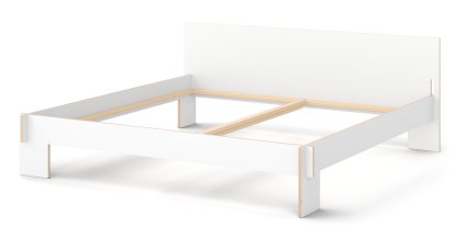 Siebenschläfer Bett, 200 x 200 cm, Mit Kopfteil, Weiß, Ohne Lattenrost