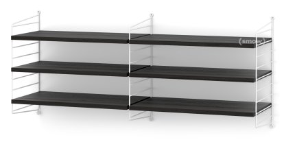 String System Wandregal M, 30 cm, Weiß, Eschefurnier schwarz