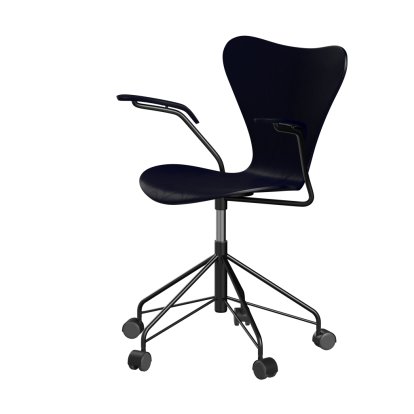 Serie 7 Drehstuhl 3117 / 3217 New Colours, Mit Armlehnen, Gefärbte Esche, Midnight blue, Black