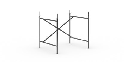 Eiermann 2 Tischgestell , Schwarz, senkrecht, versetzt, 80 x 66 cm, Mit Verlängerung (Höhe 72-85 cm)