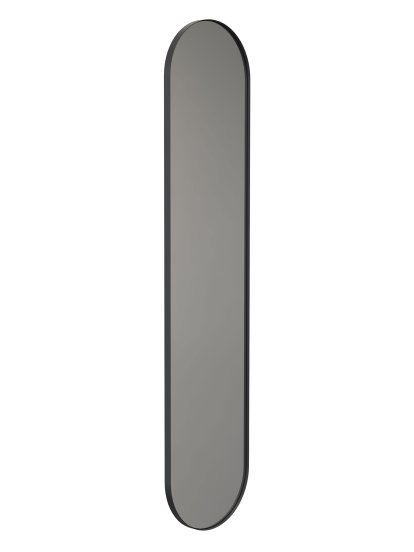 Unu Spiegel oval, H 180 x B 40 cm, Schwarz matt