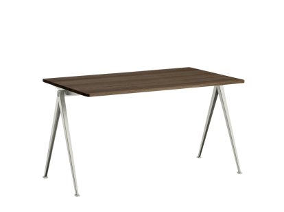 Pyramid Tisch 01, L 140 x B 75 x H 74 cm, Eiche geräuchert, Stahl pulverbeschichtet beige